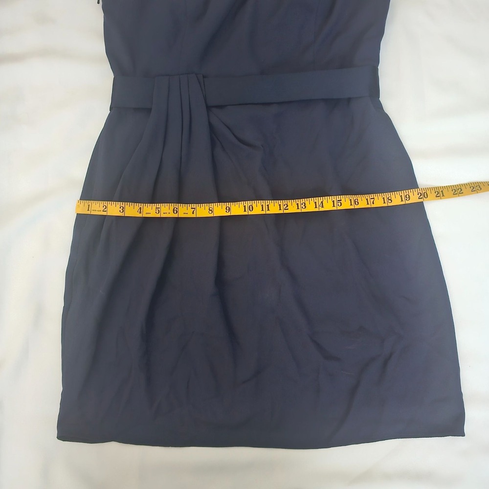 WHITE by Vera Wang Midnight Pleated Waist Tie One Shoulder Cocktail Dress Sz 12 - Picture 11 of 16